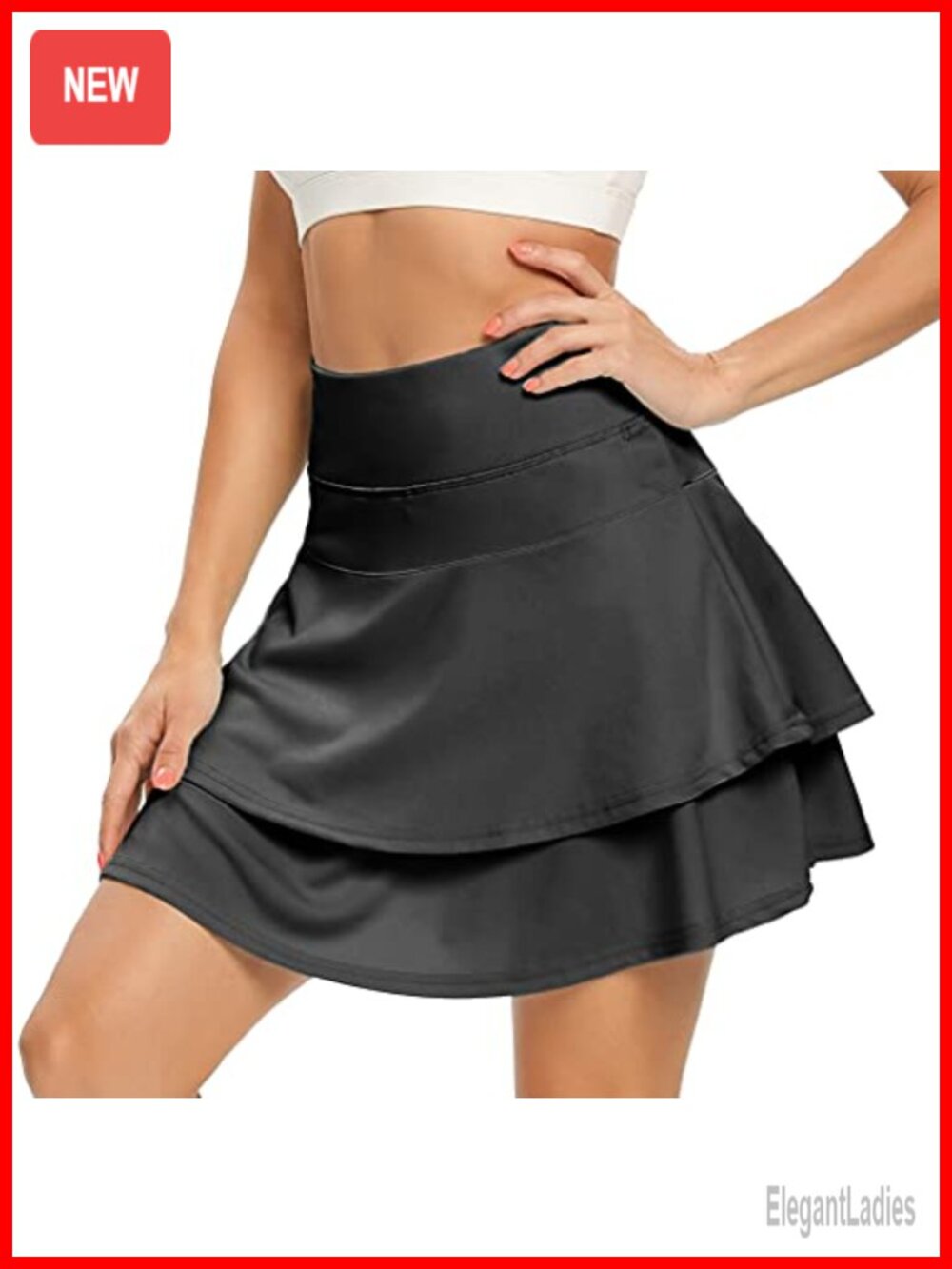 Pleated Athletic Skort Built-in Shorts Pocket High Rise Tennis Golf